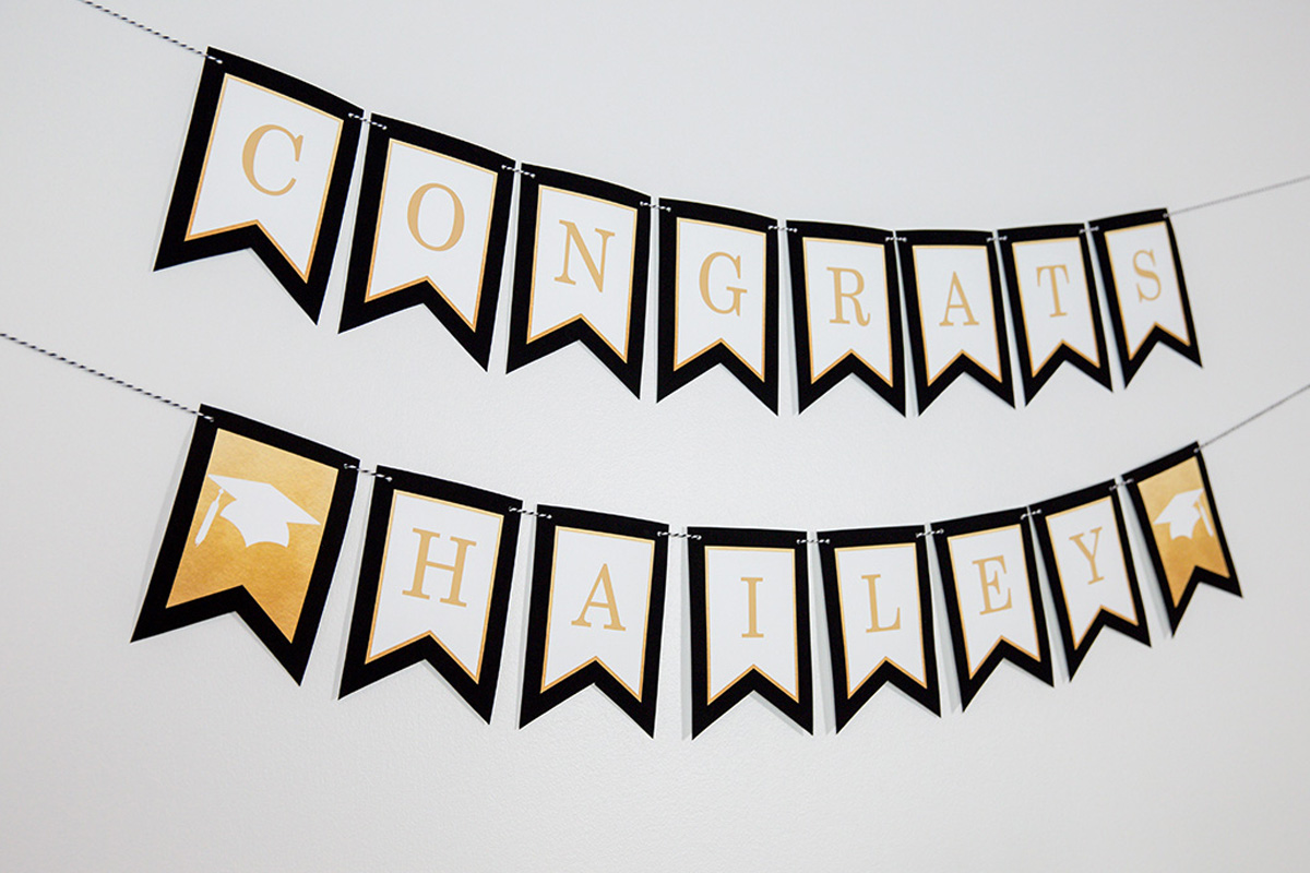 Printable Graduation Party Banner In Black And Gold