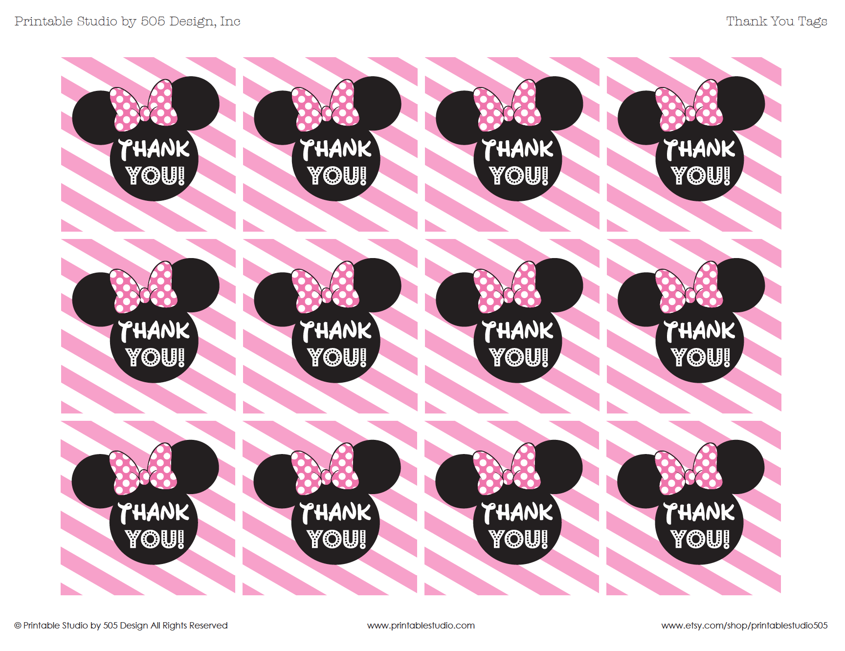 Free Printable Minnie Mouse Thank You Tags