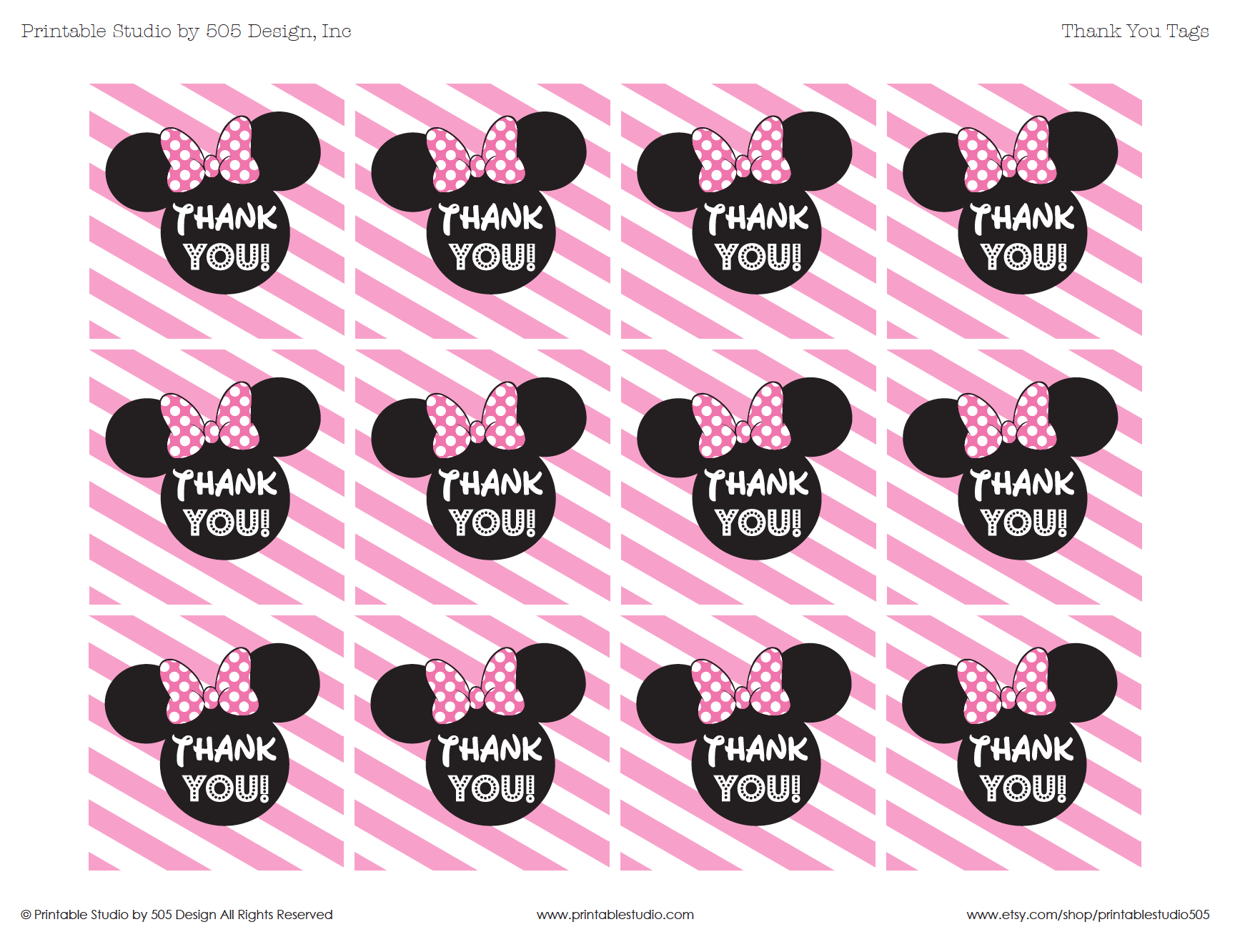 Minnie Mouse Thank You Tags