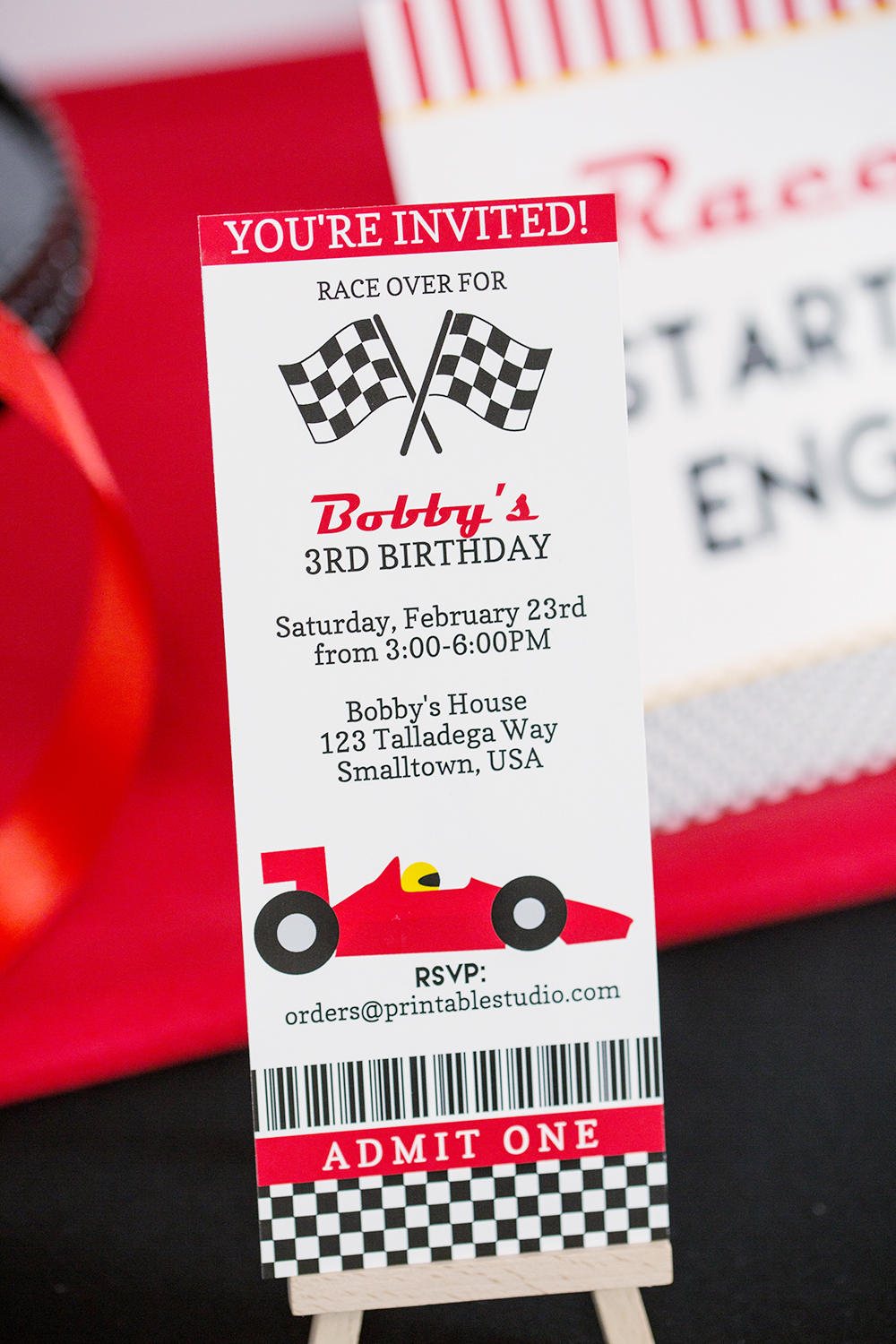 Race Car Birthday Party Printable And Invitation Set Printable Studio