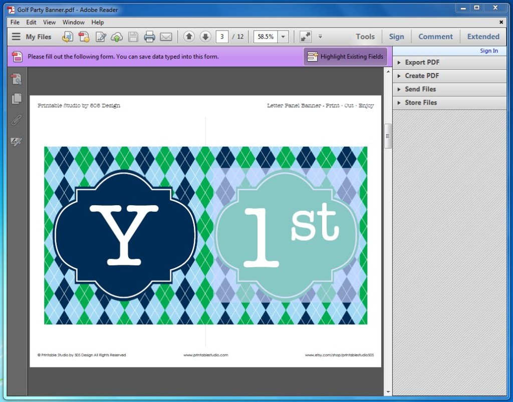 Golf Party Banner - Printable Studio