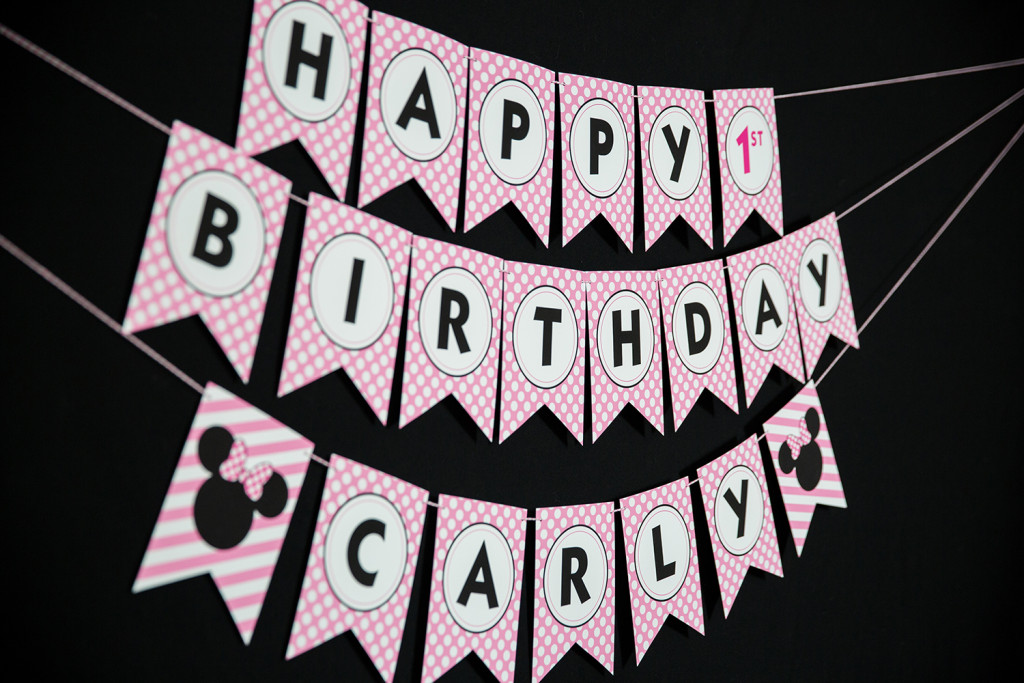 Pink Minnie Mouse Birthday Banner - Printable Studio