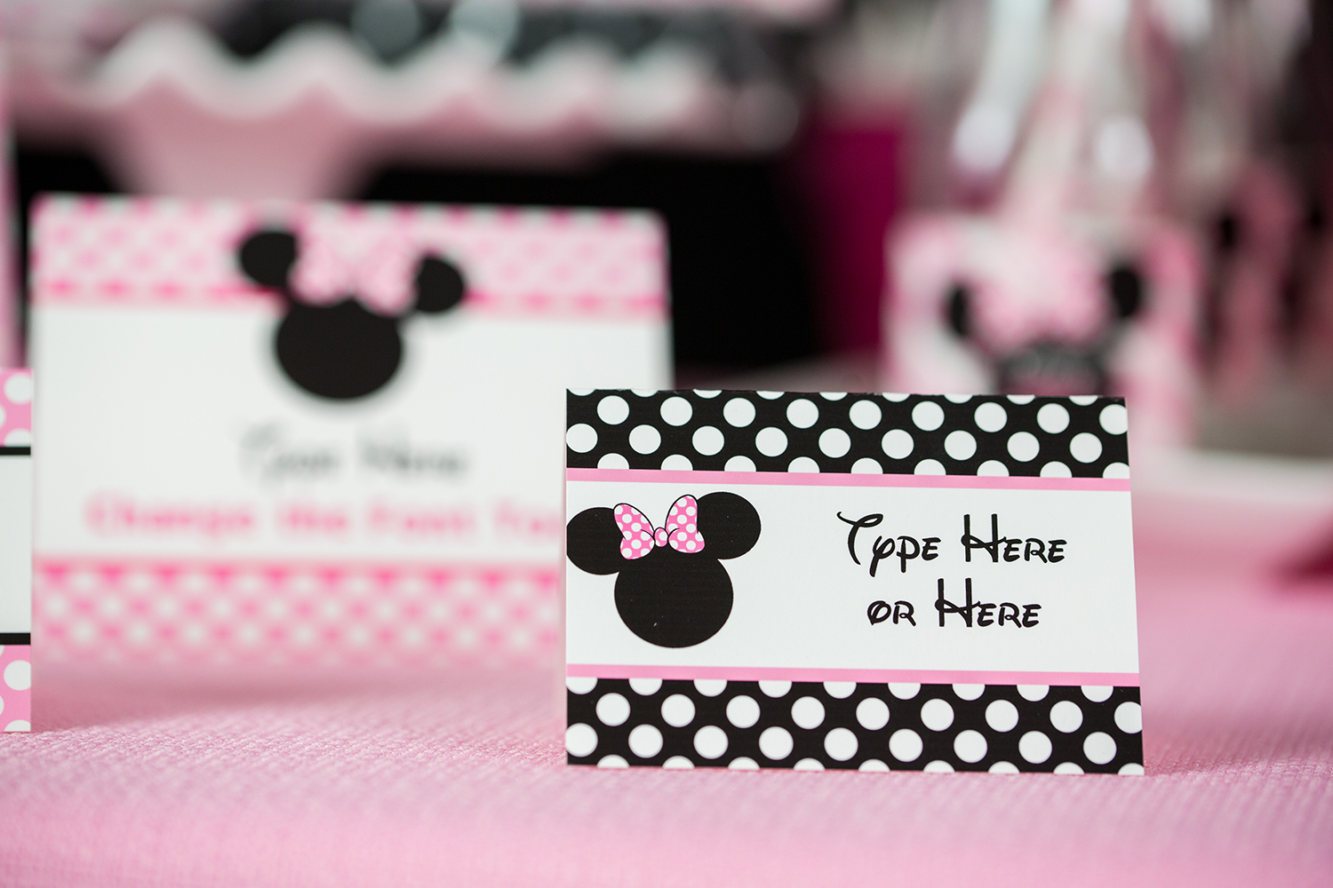 Pink Minnie Mouse Party Food Labels Printable Studio