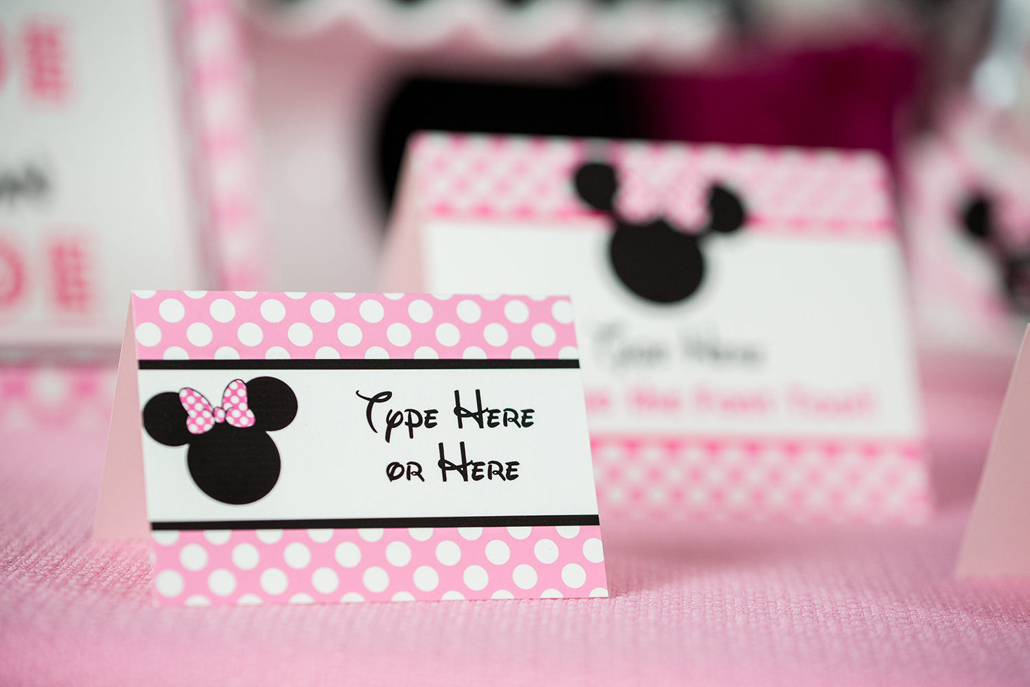 Pink Minnie Mouse Party Food Labels Printable Studio