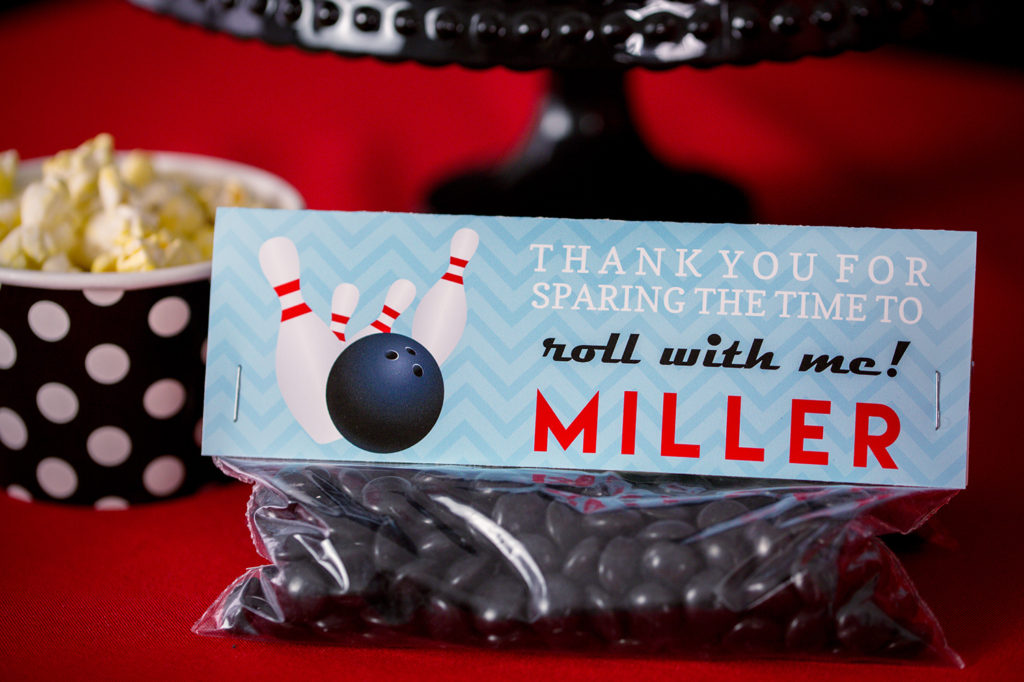 Bowling Party Favor Bag Topper in Blue - Printable Studio