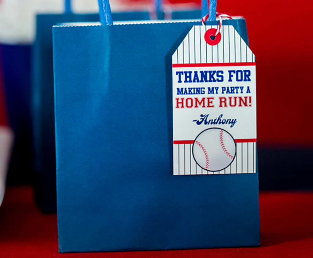 Baseball Party Favor Tags in Red White and Blue Printable Studio