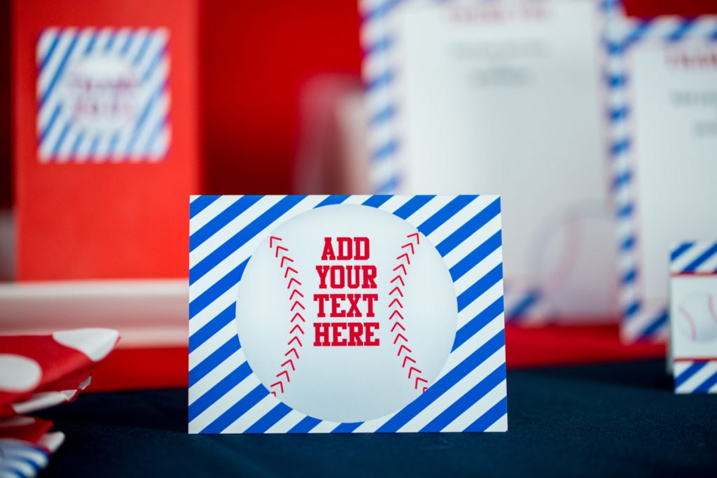 Baseball Party Food Labels in Red White and Blue - Printable Studio
