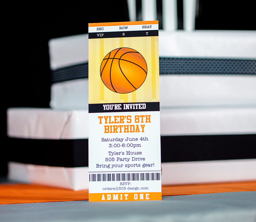 Basketball Party Ticket Style Invitation - Printable Studio