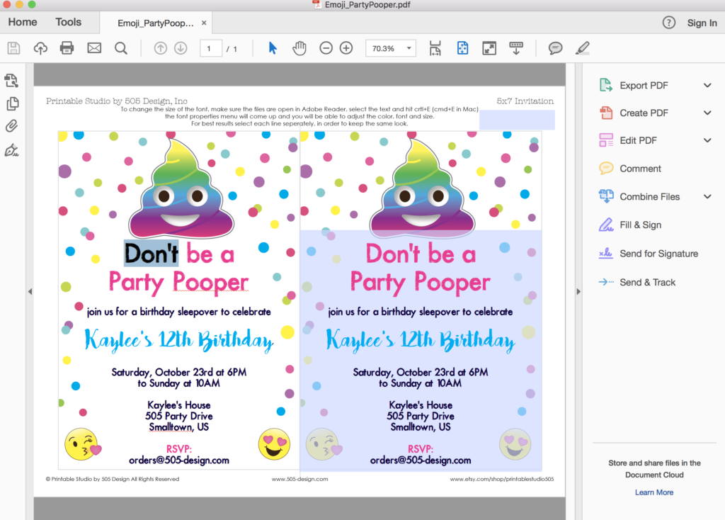 Emoji Party Pooper Invitation - Rainbow Poop Emoji Invitation ...