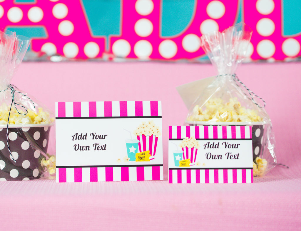 Movie Party Decorations and Invitation Set in Pink - Printable Studio