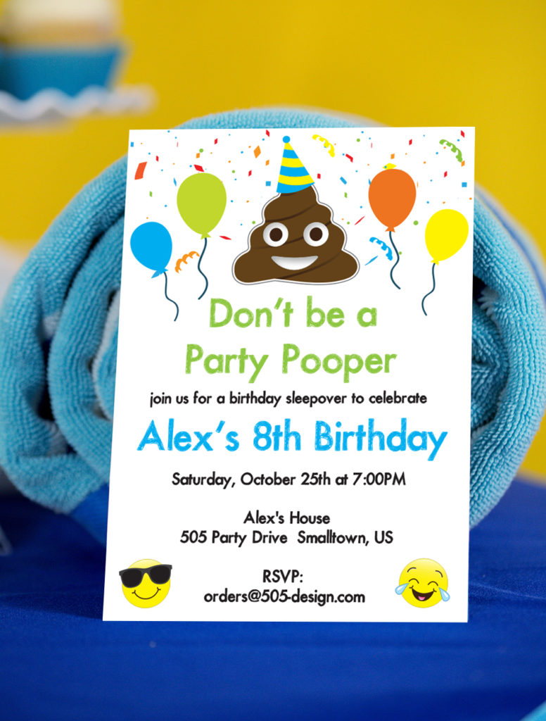Emoji Party Pooper Invitation - Poop Emoji Invitation - Printable Studio