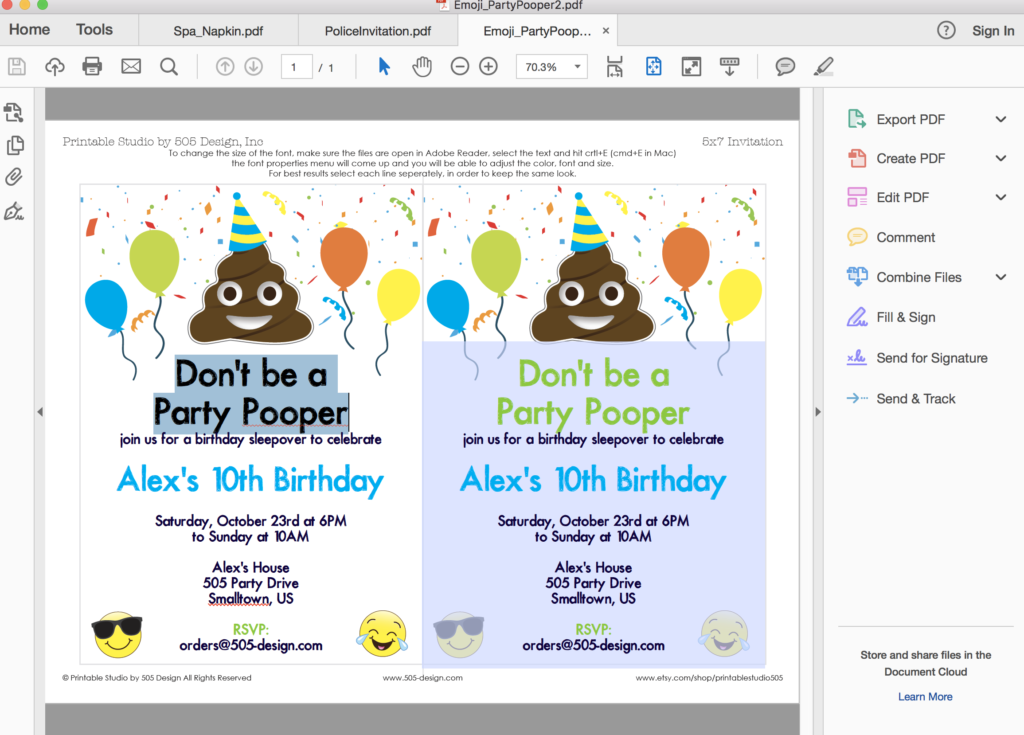 Emoji Party Pooper Invitation - Poop Emoji Invitation - Printable Studio