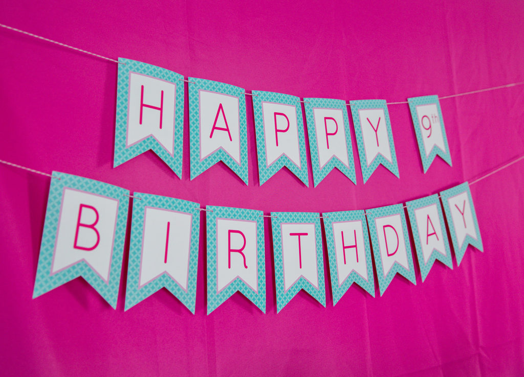 Spa Party Birthday Banner in Pink and Teal - Printable Studio