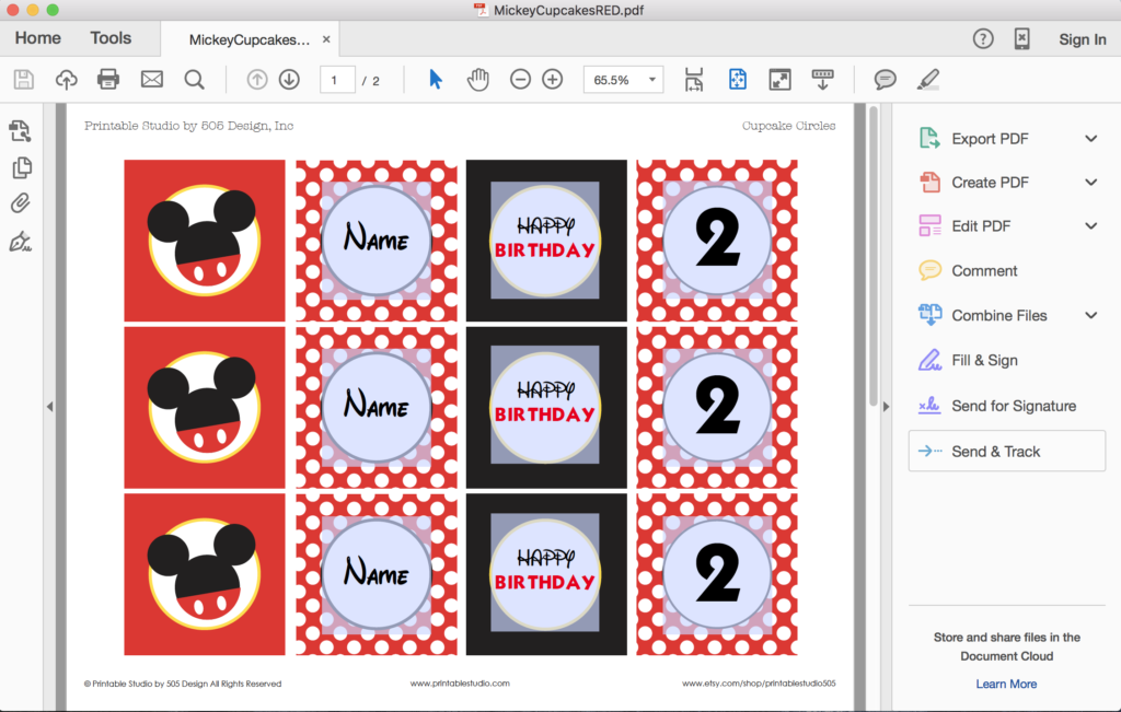Mickey Mouse Cupcake Toppers - Printable Studio