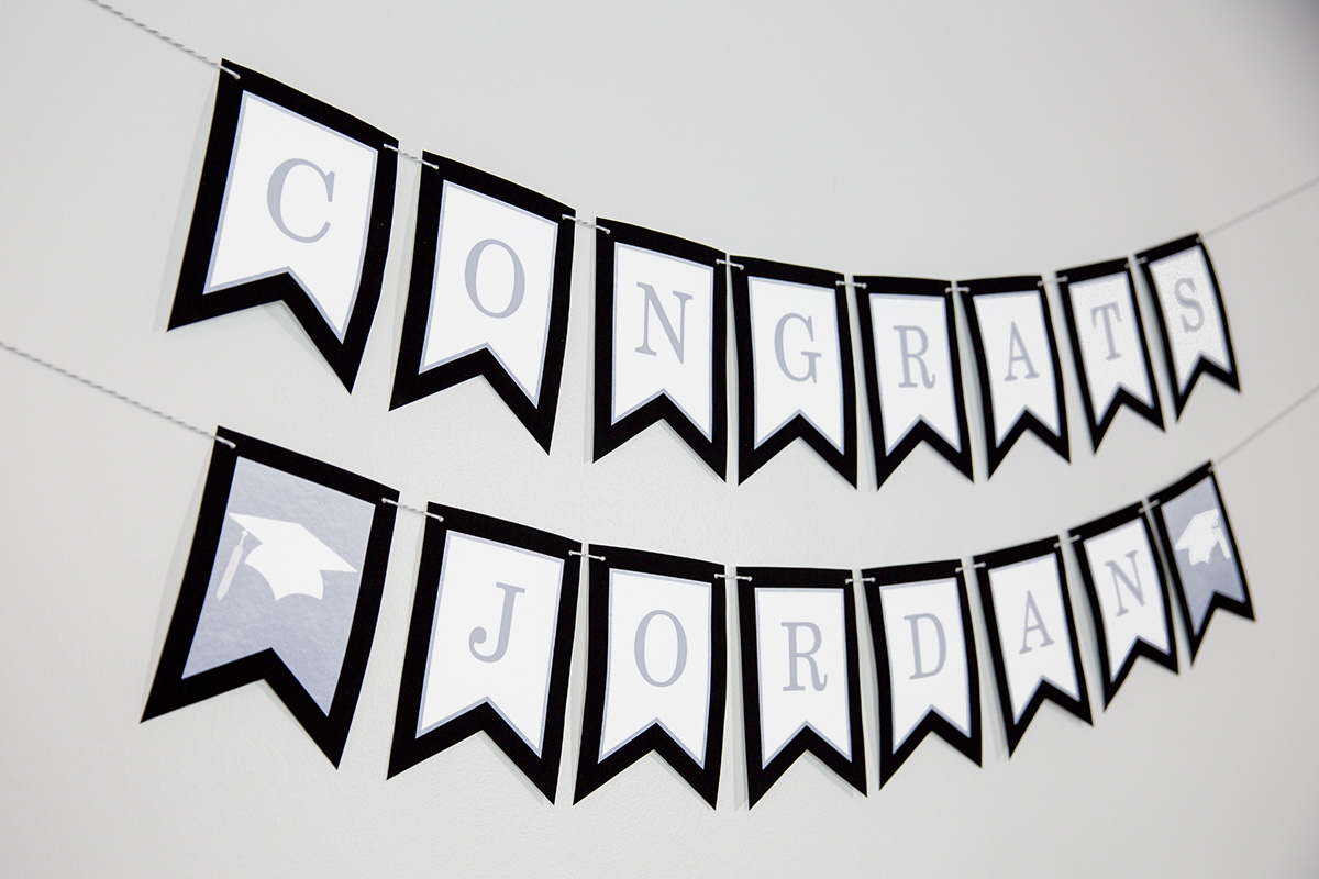 Black and Silver Graduation Banner Printable Studio