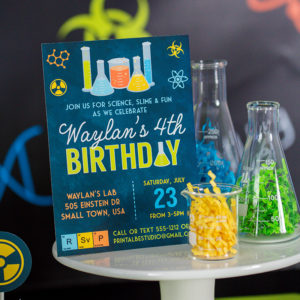 Science Party Printable and Invitation Set in Blue - Printable Studio