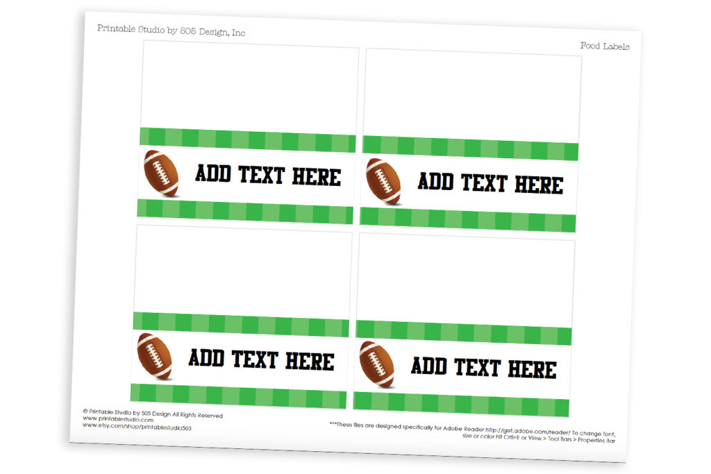Football Food Labels - Free Printable Football Labels - Printable Studio